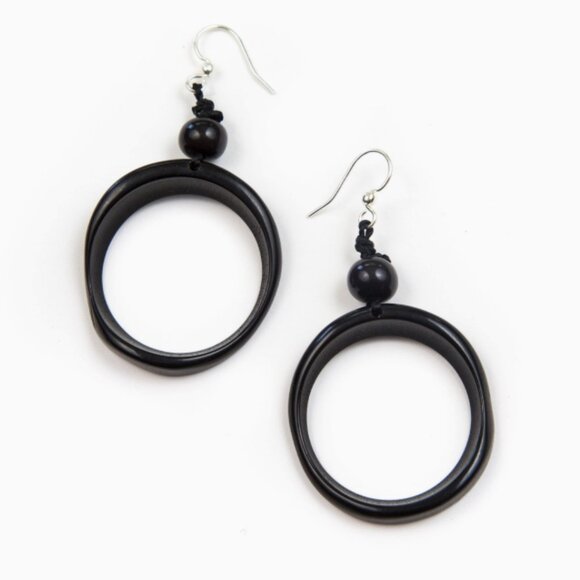 TAGUA Ring of Life Sustainable Vegan Ivory Dangle Hoop Earrings - Picture 3 of 7